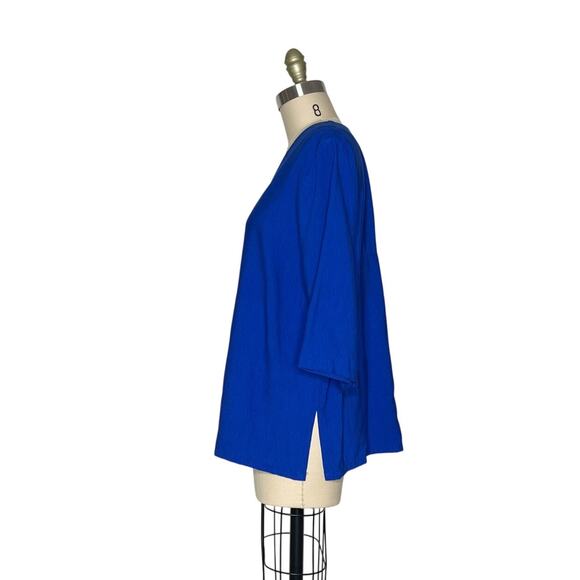 Niche Relaxed Fit V-Neck Exposed Seam Lagenlook Top Large Cobalt Blue - Picture 5 of 9